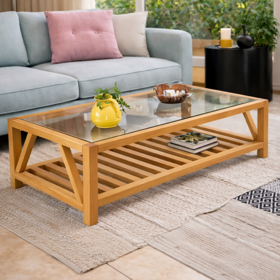 שולחן עץ מלא דגם סולמות