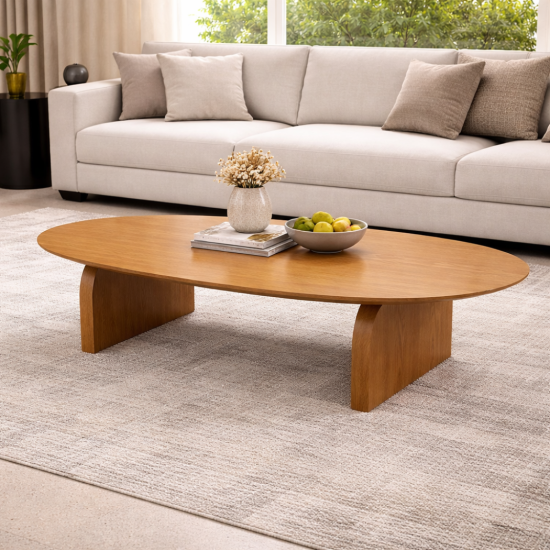 שולחן אמורפי רגל עץ מלא